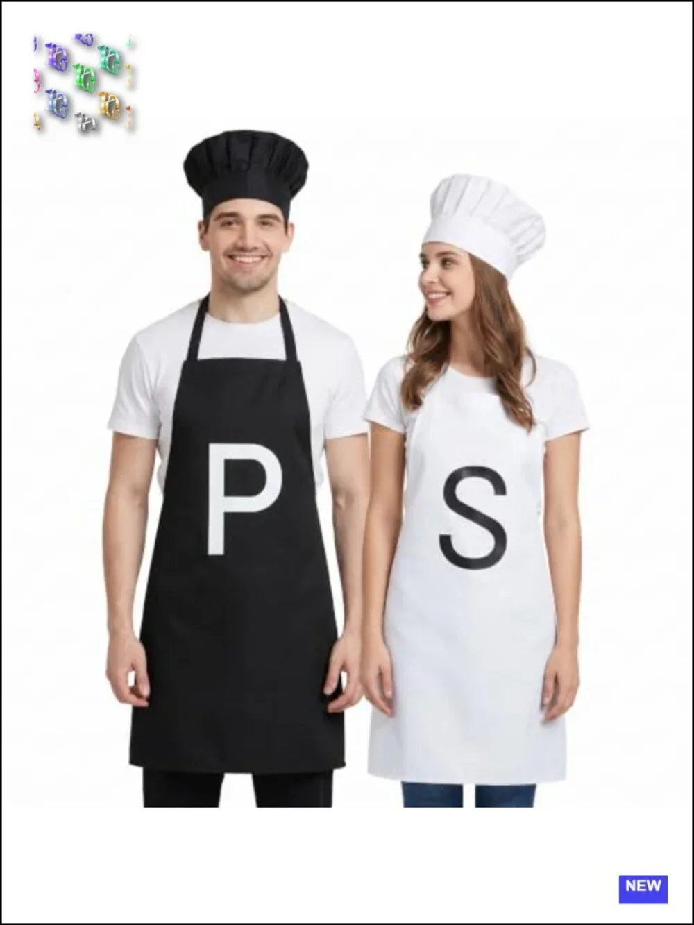 Salt and Pepper Apron & Chef Hat Set for Adults - Polyester Costume